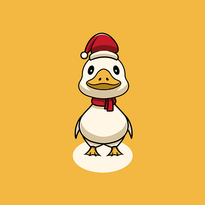 Cute christmas duck cartoon illustration snowman