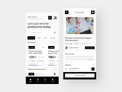 E-Learning Course App app clean course course app courses e learning education learn learning lesson mobile mobile app online class online course online learning popular study ui uiux white