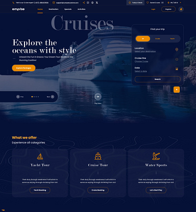 Emprise Cruise Template cruise design figma template tourism travel ui ux