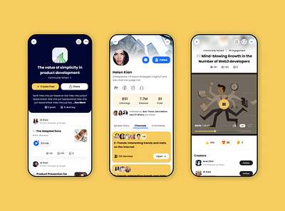 Recom | Co-creation at its finest! app audio card club house comment community creation emoji follow instagram like message player post profile reaction social social media ui video