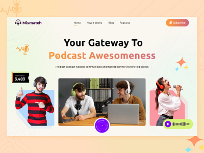 Podcast page design branding design graphic design hero banner hero section illustration landing page logo podcast typography ui ux web webdesign website