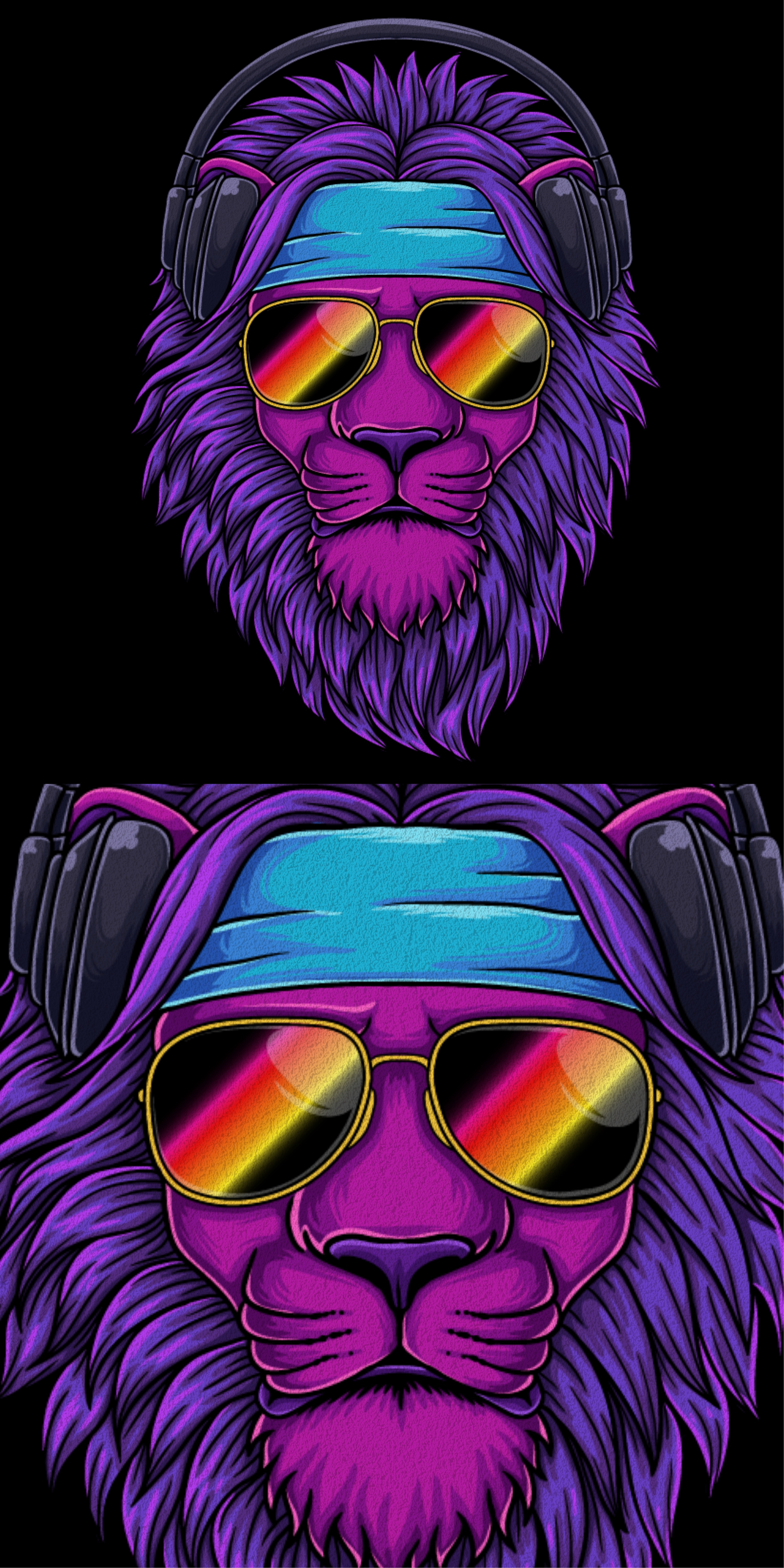 Lion purple wearing a headphones ( for sale ) africa amazing animal art artwork cool design face head illustration lion logo pink print purple retro shirt t shirt tshirt