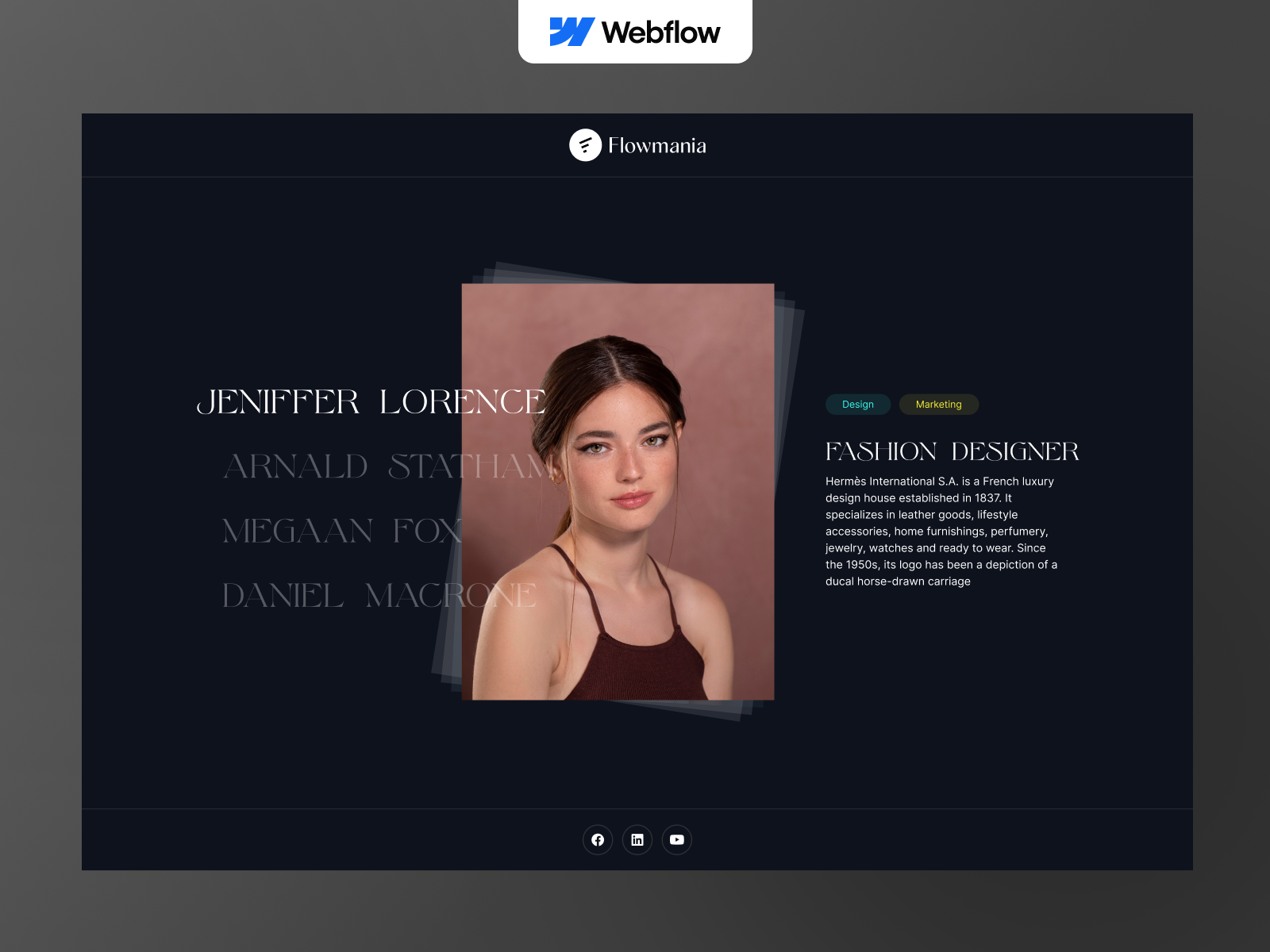 Horizontal Tab with Webflow Interaction animation flowmania motion graphics ridoy rock team ui user interface ux web web design webflow