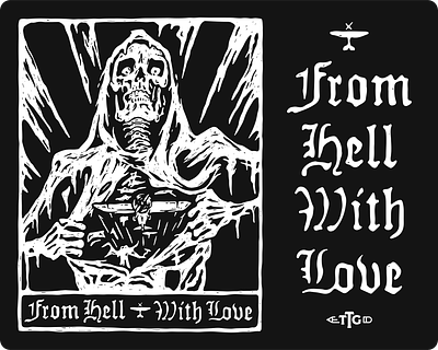 From Hell With Love, Happy Halloween 2023 2023 dark design halloween hand lettering illustration lettering pepperplane plane skeleton skull texture thattypeguy typography