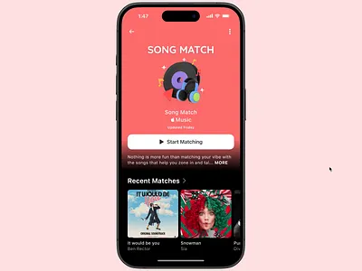 Apple Music - Song Match Concept android apple appui design gaming graphic design interface ios minimal mobileapp music musicapp portfolio uidesign uxdesign