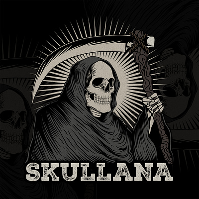 Skullana NFT solana ( for client ) art artwork classic clothing cool death design illustration logo nft reaper retro rip scary shirt skull solana t shirt vintage