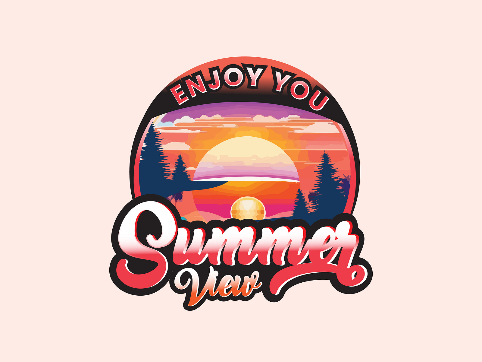 Summer view Enjoy you vintage logo illustration. by Designer Ferdoush ...