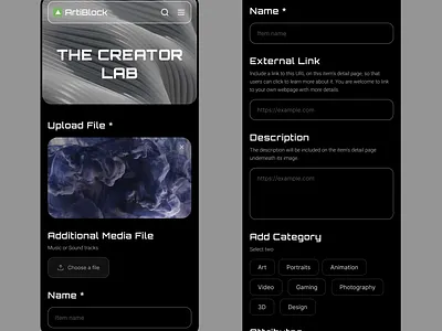 NFT Mobile App Design animation app design blockchain creator lab crypto cryptocurrency discover marketplace minimal mobile mobile app design nft product design prototype trending ui ui design web3