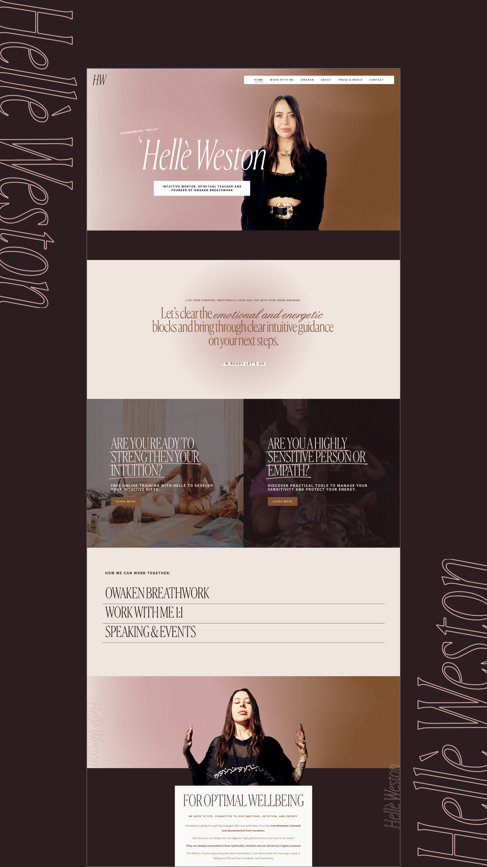 Helle Weston Website Home Page landing page layout page layout squarespace squarespace website website design