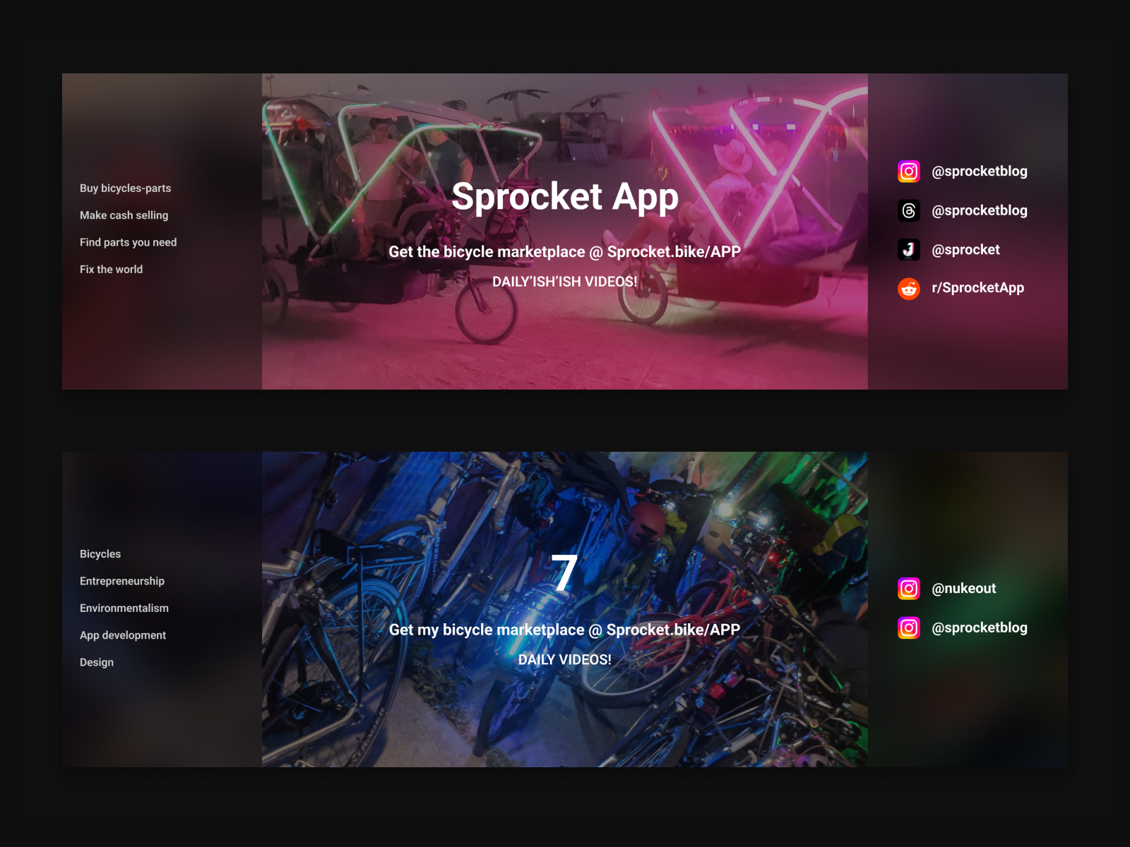 2023 YouTube Sprocket App & Personal Channel Banners by 7 for Retrographic on Dribbble