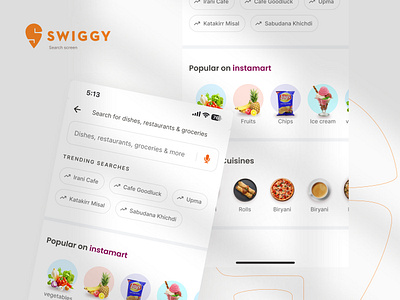 SWIGGY- Search screen app daily ui design minimal search screen swiggy ui ux website