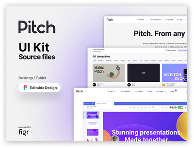 Pitch Web UI (Recreated) beautiful ai branding collaborative design figma free kit pitch presentation presentation software product slides ui ui design ui ux ux web design webapp website