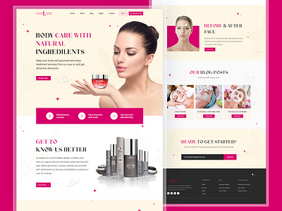 Cosmetics Landing Page Design adobe xd cosmetic landing page figma figma expert graphic design hero section lady landing page lady website landing page prototype responsive design ui user interface web page design website design