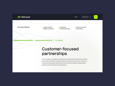 Netceed Web Design animation case study client green interaction landing page motion page scroll scroll animation sustainable ui ui design uiux ux web web design webflow website website design