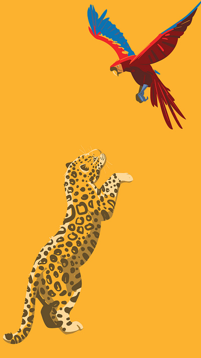 Macaw and Jaguar drawing illustrator jaguar macaw vector