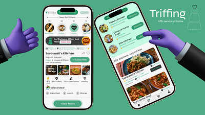 TRIFFING - tiffin service at home app design creative tinking design food foodapp kitchen modern mother prototyping tiffin typography ui ux