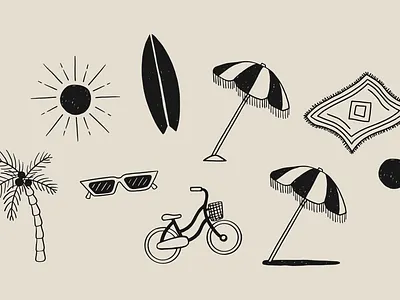 Illustrated Beach Icons beach icons branding icon icon design illustration vector drawing