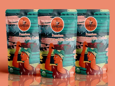 Roasted Arabian Coffee Bag Design bottle design branding cbd packaging coffee bag design graphic design illustration labeldesign logo packaging tea bag ui