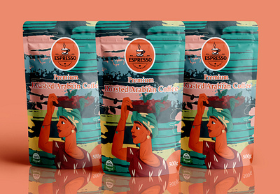 Roasted Arabian Coffee Bag Design bottle design branding cbd packaging coffee bag design graphic design illustration labeldesign logo packaging tea bag ui