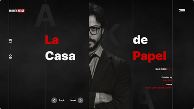 Money Heist - Cinema site concept app cinema graphic design landing landing page moneyheiest ott ui uiux video website