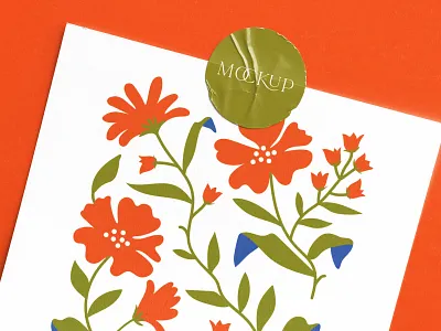 Cards with Round Sticker Mockup quote restaurant