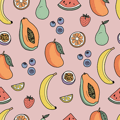 Fruit Illustration Repeat Pattern Design fruit fruit drawing fruit pattern illustration pattern design repeat pattern