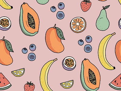 Fruit Illustration Repeat Pattern Design fruit fruit drawing fruit pattern illustration pattern design repeat pattern