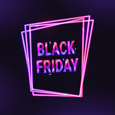 Black Friday poster with neon frames label