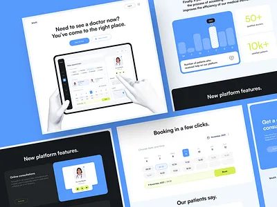 Doctor Appointment Booking Landing Page appointment booking batowebagency booking flow clean doctor health healthcare medecine patient platform ui ux webdesign website white