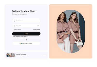 Login UI UX design clothing shop e commerce ui ux web design website