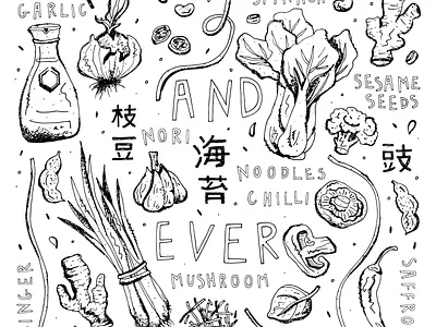 Poster Illustration Design asian vegetables design graphic design illustration poster poster design sketch