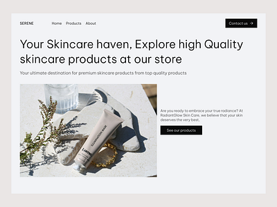 Skincare product landing page Visual design beauty branding clean and minimal landing page skincare ui user experience ux visual design webdesign