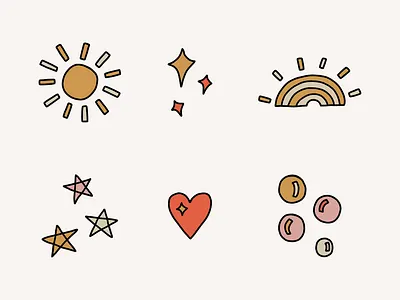 Illustrated Icons for Youthful Brand branding cartoon icon design icons illustration logo design