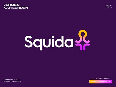 Squida - Logo Design animal animal logo branding creative logo illustration lettering design logo logo design logo symbol management modern logo design monogram project s sea squid stamp typography