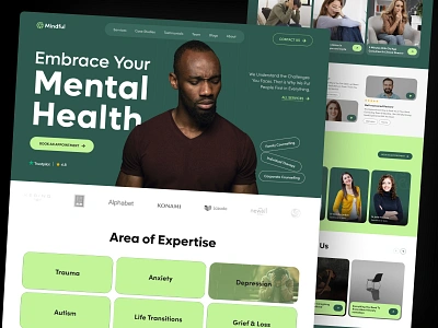 Mental Health 😇 Consulting Website Design consultation consulting depression health healthcare healthcare website homepage illustration landing page mental mental health mental health website minimalist psychology uiux web design web development website design wellbeing wellness