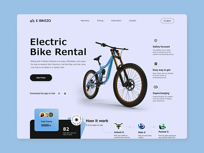 Electric Bike Rental Web UI adventure bike bike ride branding dashboard electric bike exce exercise fashion mapping product design sport uiux webdesign