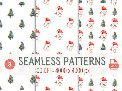 Christmas Minimalistic Festive Patterns background christmas christmas tree design digital paper illustration pattern seamless pattern watercolor