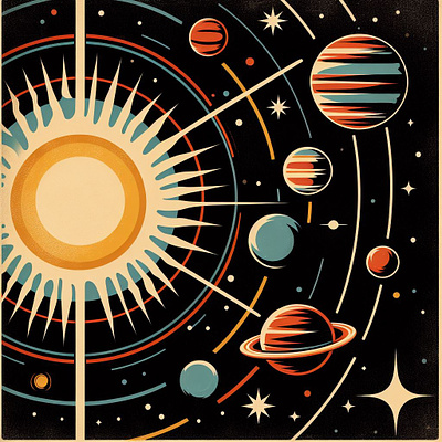 Retro Ilustración - Solar System graphic design illustration illustrator retro solar system