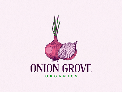 Onion Grove Organics Logo Design 2d design branding design graphic design hand drawn logo illustration logo onion onion hand drawn logo onion logo organic vector vintage vintage onion loog