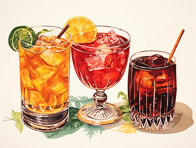cocktails hand drawing cocktails drinks illustration