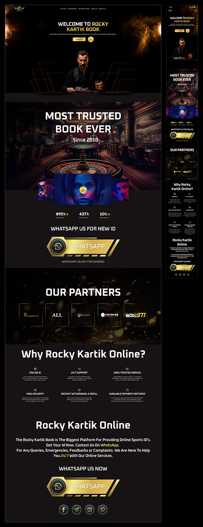 Rocky Kartik Online | Betting Landing Page betting branding dark design dark ui design designcommunity designinspo gambling graphic design illustration innovativedesign logo ui vector