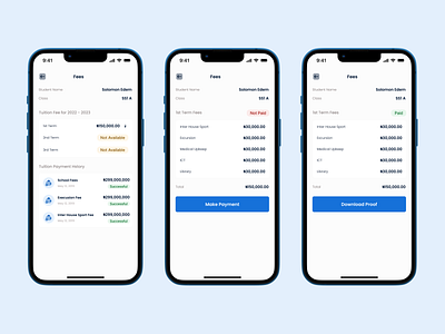 Fee Section app ui ux