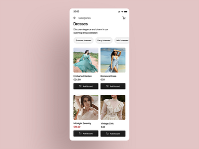 Category cards screen dailyui dress shop ui ui design