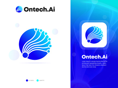 Ontech.Ai ai app branding creative logo design global globe gradient logo graphic design letter o logo logo design logo designer logo maker modern logo software trendy logo ui web website