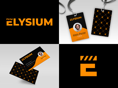 Logo, business card, badge for animation company Elysium branding design graphic design illustration illustrator logo logo design vector