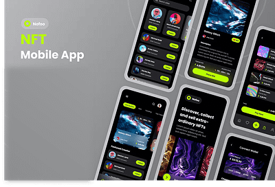 NFT Mobile App blockchain crypto dark mobile neon nft product design theme ui ux web design