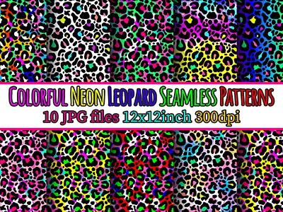 Colorful Leopard Seamless Patterns, Leopard Prints Bundle bundle cheetah colorful fabric graphic design illustration leopard paper pattern bundle patterns print prints seamless pattern sublimation sublimation png t shirt design textile texture watercolor