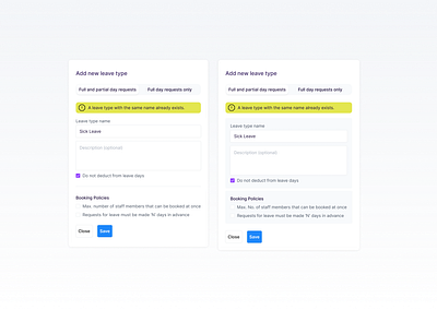 Add new leave type card clean design modal popup product ui ui ux design userinterface widget