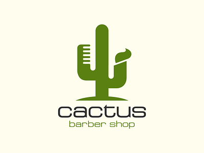 cactus barber shop barber cactus comb hair logo shop