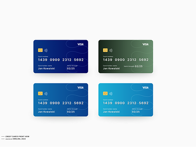 Credit card's front view blue credit card green nave blue ui ui component visa